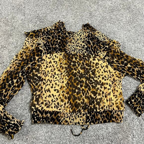 Free People Women’s Leopard Print Blouse size XS - Picture 1 of 12